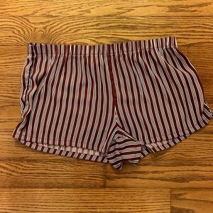 Aerie Burgundy and White Striped Shorts